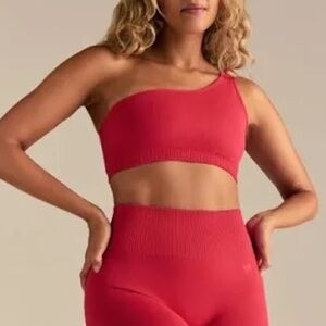 SetActive Workout Set SCULPTFLEX® RIBBED ONE SHOULDER BRA & LEGGINGS - PINK
